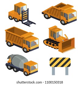 Machinery construction isometric vehicles