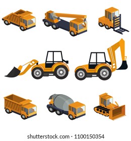Machinery construction isometric vehicles
