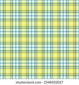 Machinery fabric textile seamless, mother plaid check tartan. Checked texture background vector pattern in cyan and yellow colors palette.