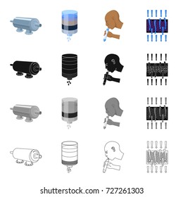 Machinery, filter, system and other web icon in cartoon style.Barrier, equipment, tools, icons in set collection.