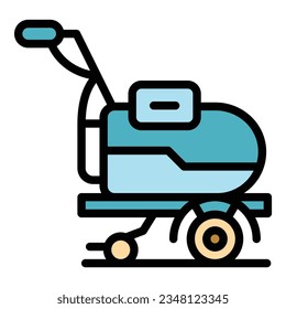 Machinery garden icon outline vector. Cultivator equipment. Farm tractor color flat
