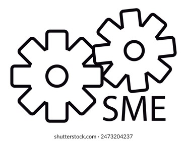 Machinery gear with SME acronym representing small and medium enterprises.