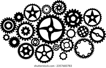 Machinery icon. Cogwheels and gears. Engineering symbol