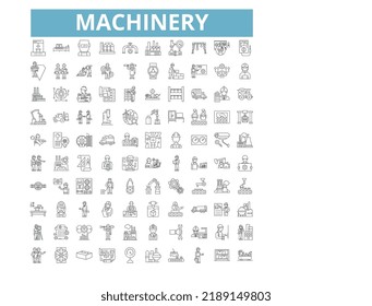 Machinery icons, line symbols, web signs, vector set, isolated illustration