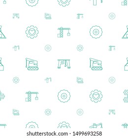 machinery icons pattern seamless white background. Included editable line construction crane, cargo crane, heart in gear, crane, gear icons. machinery icons for web and mobile.