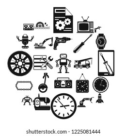 Machinery icons set. Simple set of 25 machinery vector icons for web isolated on white background