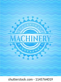 Machinery light blue water emblem background.