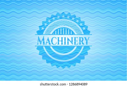 Machinery light blue water emblem.