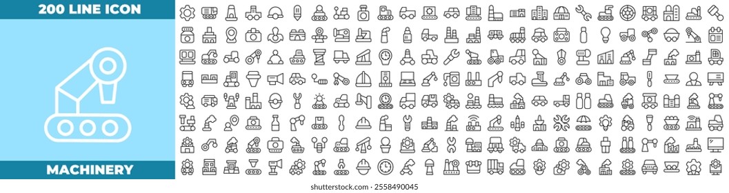 Machinery Line Editable Icons set. Vector illustration in modern thin line style of machinery icons: production, factory, manufacture, etc