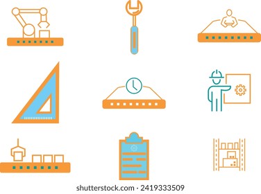 Machinery and mass production icon sets collection.