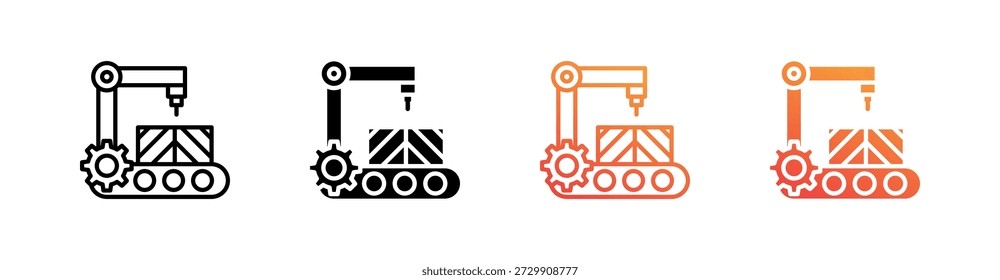 Vetor de conjunto de ícones de estilo múltiplo de máquinas