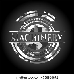 Machinery on grey camouflaged pattern