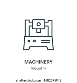 Machinery outline vector icon. Thin line black machinery icon, flat vector simple element illustration from editable industry concept isolated stroke on white background