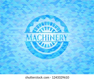 Machinery realistic sky blue mosaic emblem