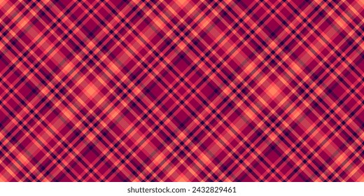 Machinery seamless background plaid, american tartan check texture. Overlay fabric pattern textile vector in red and pink color.
