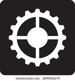 machinery setting black-white icon vector illustrator design for web. machine spare parts, metal gear wheel