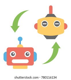 The machinery substitutes, flat icon design of robot technologies