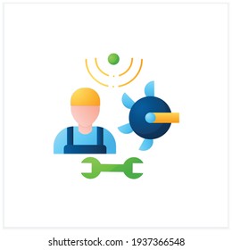 Machinery technician flat icon. Person who specialize in repair.Working with different farm machines. Successful farming concept. 3d vector illustration