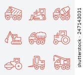 Machines, thin line style, flat design