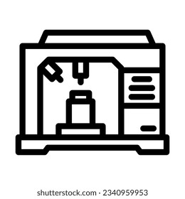 vector de icono de línea de ingeniero de fabricación del centro de mecanizado. signo de ingeniero de fabricación del centro de mecanizado. símbolo de contorno aislado ilustración negra