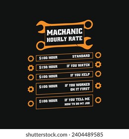 Machinist Hourly Rate Funny Mechanic Machine Repair Labor T Shirt Design.