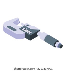 Machinist Micrometer Icon Isometric Vector. Laboratory Measurement. Digital Ruler