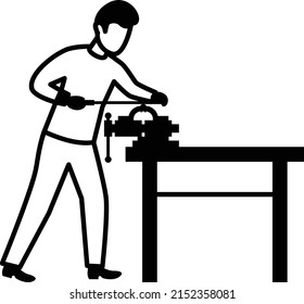 machinists working on vise bench vector icon design, Crafting occupations symbol, hobby and art works Sign, Creative People stock illustration, metalworker vise Concept