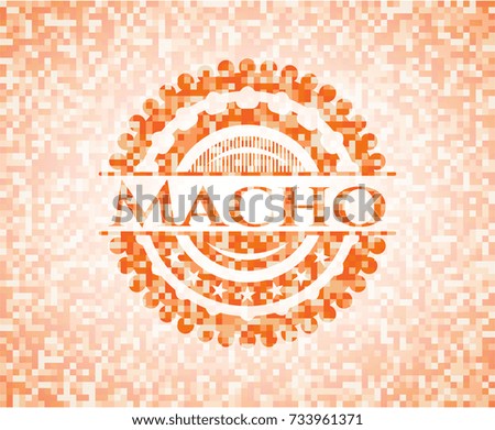 Macho abstract emblem, orange mosaic background