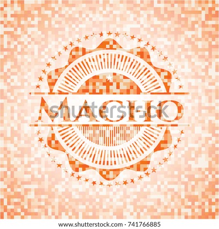 Macho abstract emblem, orange mosaic background
