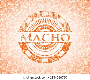 Macho abstract orange mosaic emblem with background