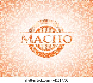 Macho abstract orange mosaic emblem with background