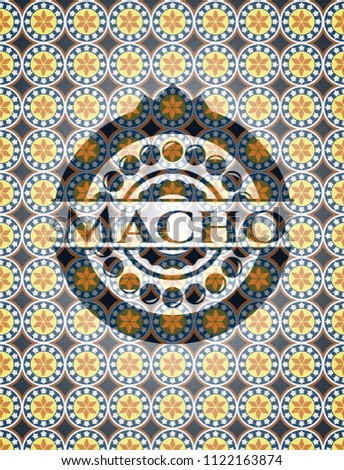Macho arabic badge background. Arabesque decoration.