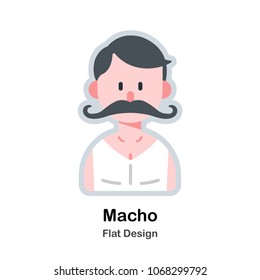 macho avatar flat vector illustration