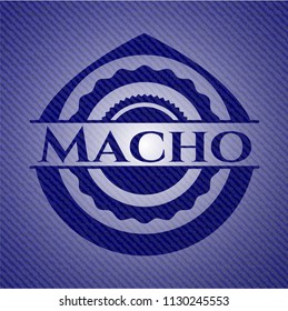 Macho badge with denim background