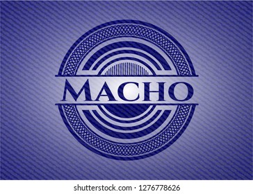 Macho badge with denim background