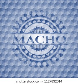 Macho blue hexagon emblem.