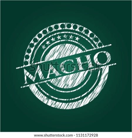 Macho chalkboard emblem on black board