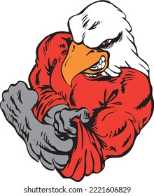 Macho Eagle Mascot Vector Illustration
