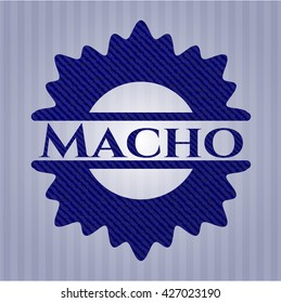 Macho emblem with denim texture