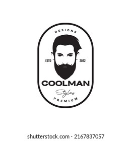 macho face man beard and mustache logo design vector graphic symbol icon illustration creative idea