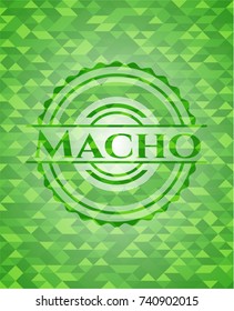 Macho green emblem. Mosaic background