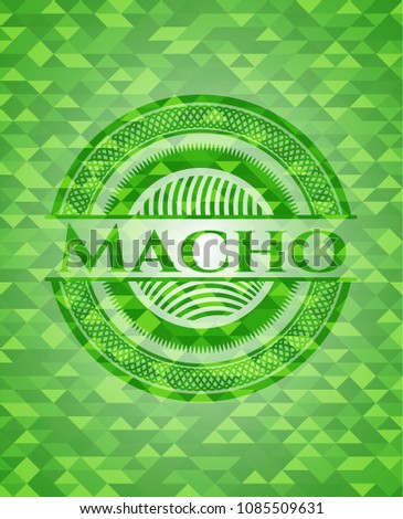 Macho green emblem with mosaic background