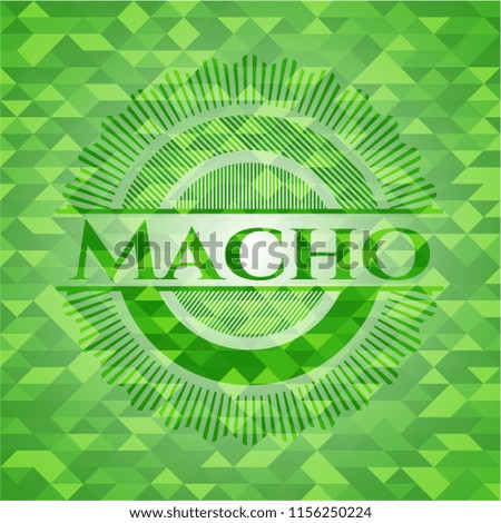 Macho green emblem. Mosaic background