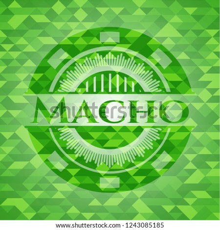 Macho green emblem with mosaic background