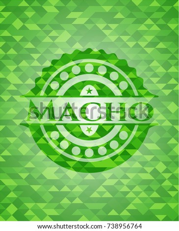 Macho green emblem with triangle mosaic background