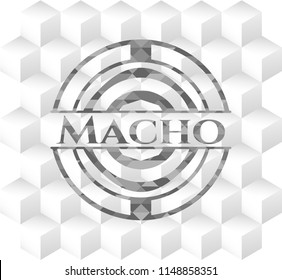 Macho grey emblem with cube white background