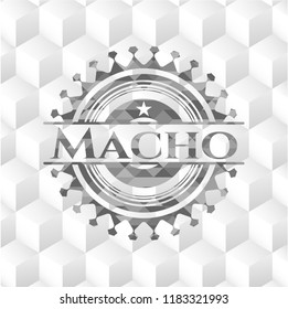 Macho grey emblem with geometric cube white background