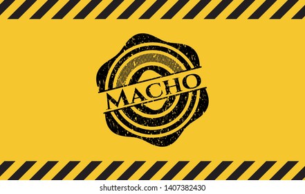 Macho inside warning sign, black grunge emblem. Vector Illustration. Detailed.