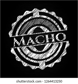 Macho on chalkboard