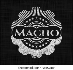 Macho on chalkboard